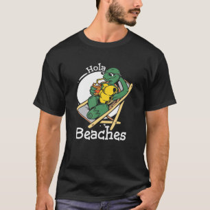 Camiseta Hola Beaches Funny Turtle Ride Watermelon Summer V