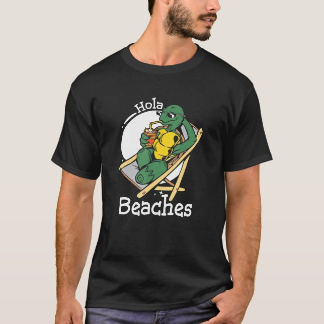 Camiseta Hola Beaches Funny Turtle Ride Watermelon Summer V (Anverso)
