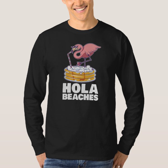 Camiseta Hola Beaches Summer Beach Flamingo Gafas de sol (Anverso)