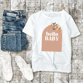 Camiseta Hola bebé, Boho Modern Baby Shower, futura madre