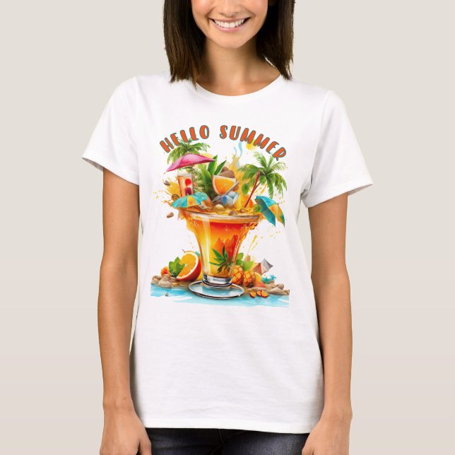 CAMISETA HOLA BEBIDA TROPICAL DE VERANO (Anverso)