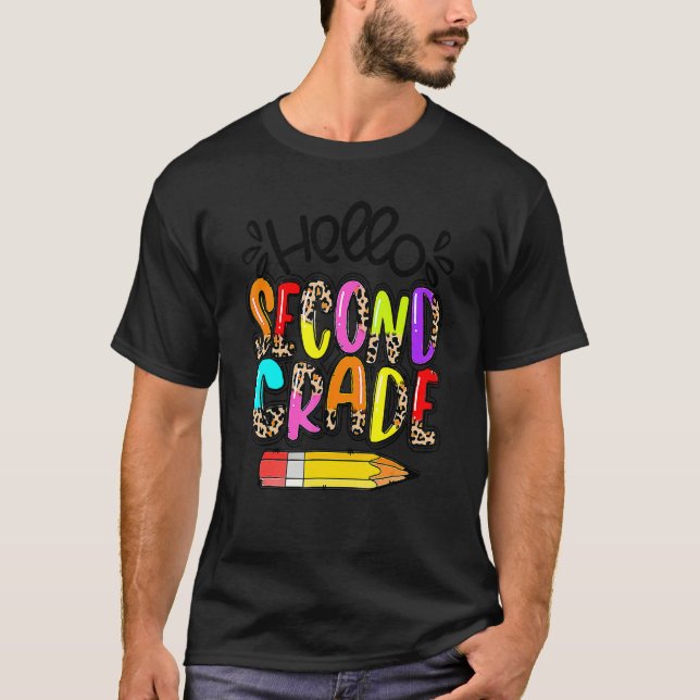 Camiseta Hola, Boho Leopard De Segundo Grado, De Vuelta Al  (Anverso)