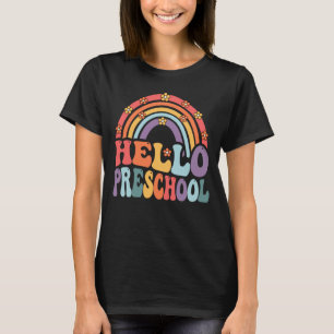 Camiseta Hola, Boho Rainbow de preescolar de vuelta a la es