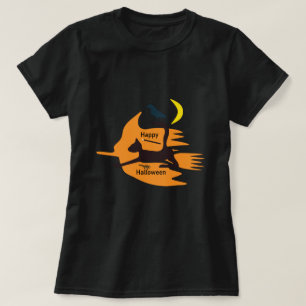 Camiseta Hola Bruja - Naranja-Negro Feliz Halloween Imagen.