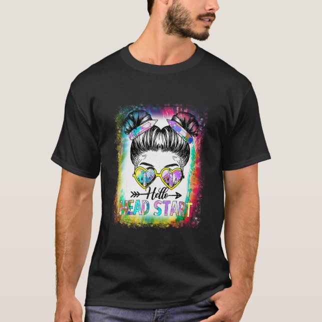 Camiseta Hola Cabeza Empezar Tie Dye Messy Bun Niños De Vue (Anverso)