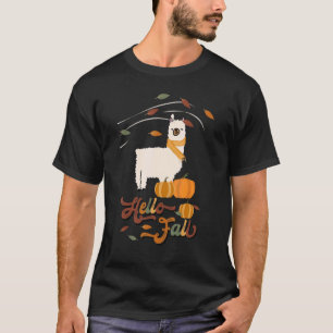 Camiseta Hola Cae Alpaca Cute Animal Llama Fall Vibes Than