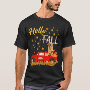 Camiseta Hola Cae Golden Retriever Leaf Otumn Red Truck