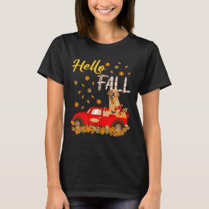 Camiseta Hola Cae Golden Retriever Leaf Otumn Red Truck