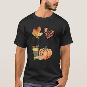 Camiseta Hola Caída Leopard Heart Pumpkin Autumn Leaves Tho