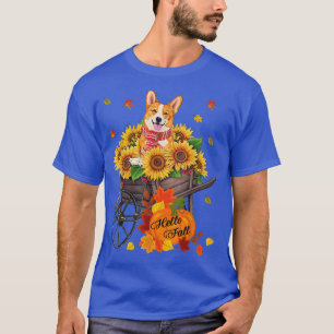 Camiseta Hola Caída Perro Corgi En Sunflowers Sale De Otoño