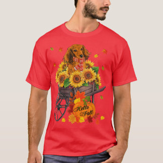 Camiseta Hola Caída Perro De Dachshund En Sunflowers Deja A