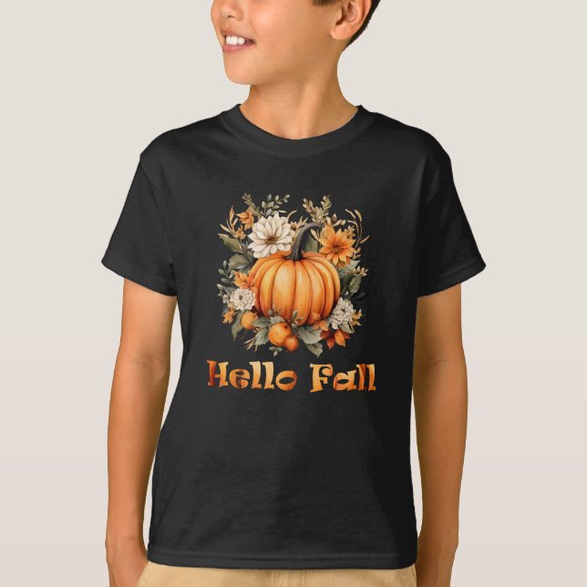 Camiseta Hola Caídas acuarelas flores silvestres hojas de o (Anverso)