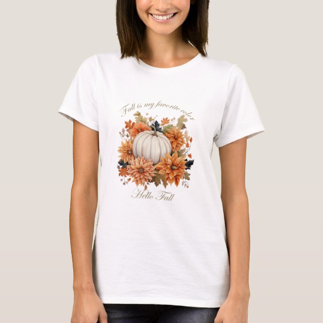Camiseta Hola Caídas acuarelas flores silvestres hojas de o (Anverso)