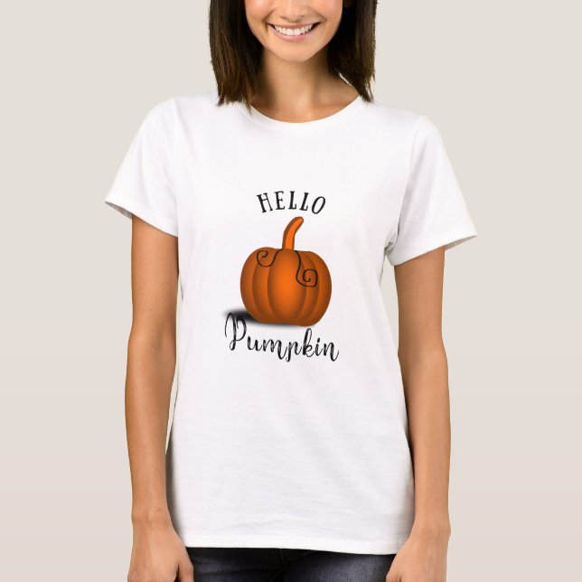 Camiseta Hola calabaza acuarela divertida otoño otoño (Anverso)
