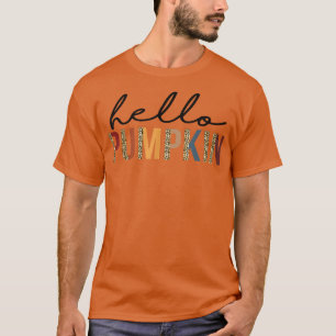 Camiseta Hola Calabaza Leopardo Caída Otoño Calabaza Thanks