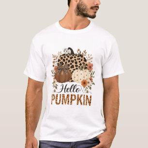 Camiseta Hola Calabaza Png, Boho Floral Fall Leopard Pumpki