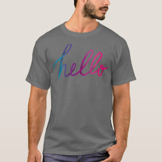 Camiseta Hola caligrafía, escritura a mano degradado
