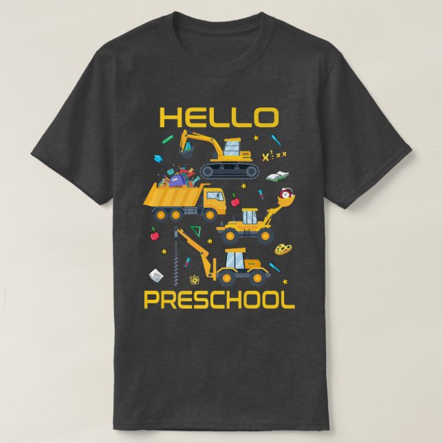 Camiseta Hola Camión De Construcción Preescolar De Vuelta A (Diseño del anverso)