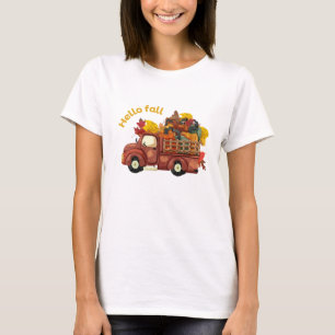 Camiseta Hola Camioneta Roja Otoño Cosecha