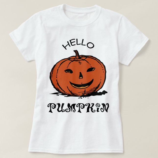 Camiseta Hola Camisas Calabazas, Camisas Calabaza de Mujere (Diseño del anverso)