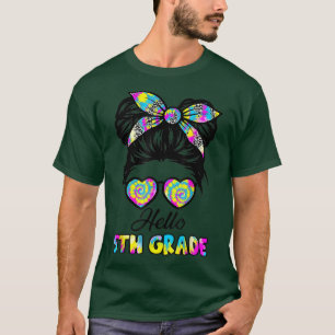 Camiseta Hola Chicas de bollo de quinto grado, tie Dye Cute