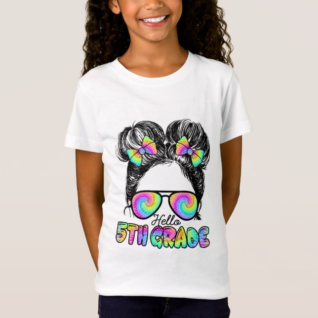 Camiseta Hola Chicas de bollos de quinto grado Tye Cute (Anverso)