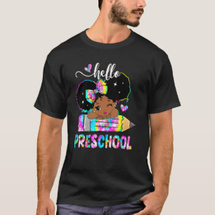Camiseta Hola Chicas negros de preescolar Lápiz de vuelta a