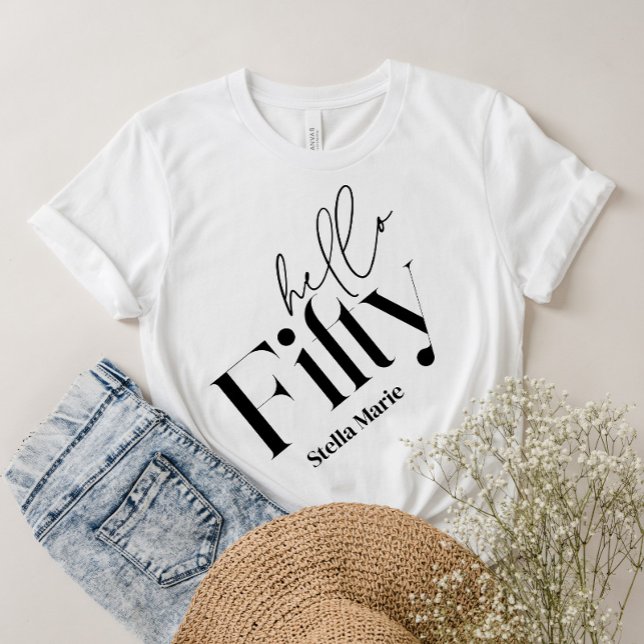 Camiseta Hola cincuenta modernos minimalista elegante cumpl (Subido por el creador)