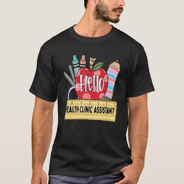 Camiseta Hola Clínica Hello Asistente   Profesor Apple (Anverso)