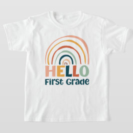 Camiseta Hola Colorido colegio de arco iris de primer grado