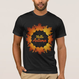 Camiseta Hola Corona de Hojas de Arce de Otoño