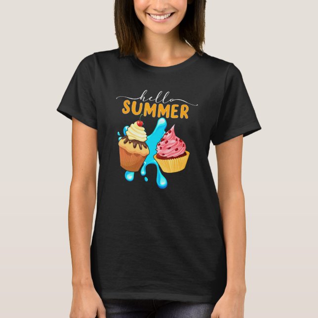 Camiseta Hola Crema De Helado De Verano Cupcake Helado Crem (Anverso)