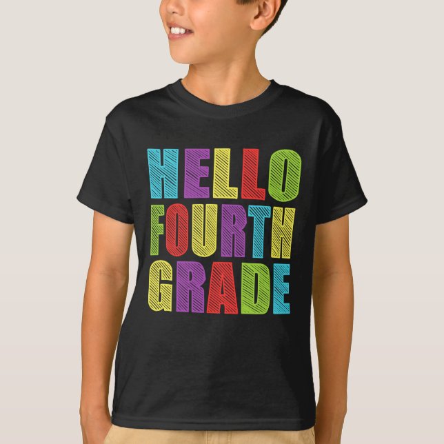 Camiseta Hola cuarto califique el 4to grado de la diversión (Anverso)