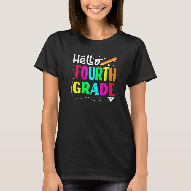 Camiseta Hola, Cuarto Grado De Vuelta A La Escuela (Anverso)