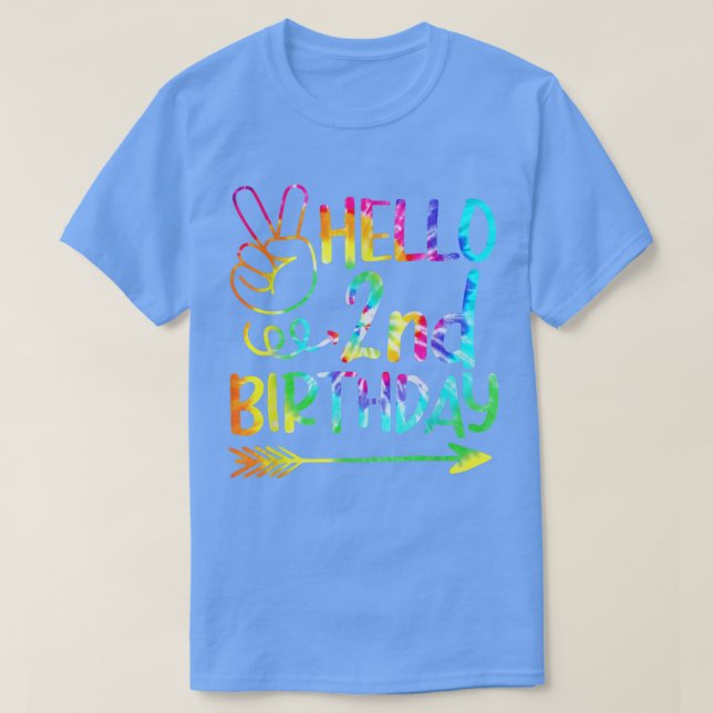 Camiseta Hola, cumpleaños 2 años, cumpleaños feliz B (Diseño del anverso)