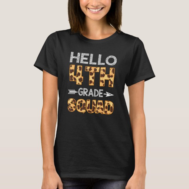 Camiseta Hola de 4º grado Leopard Tee Love Cuarto Grado (Anverso)