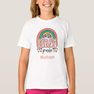 Camiseta Hola de primer grado, arcoíris de regreso a clases