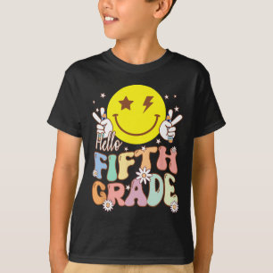 Camiseta Hola de quinto grado Hippie Sonrisa Cara de quinto