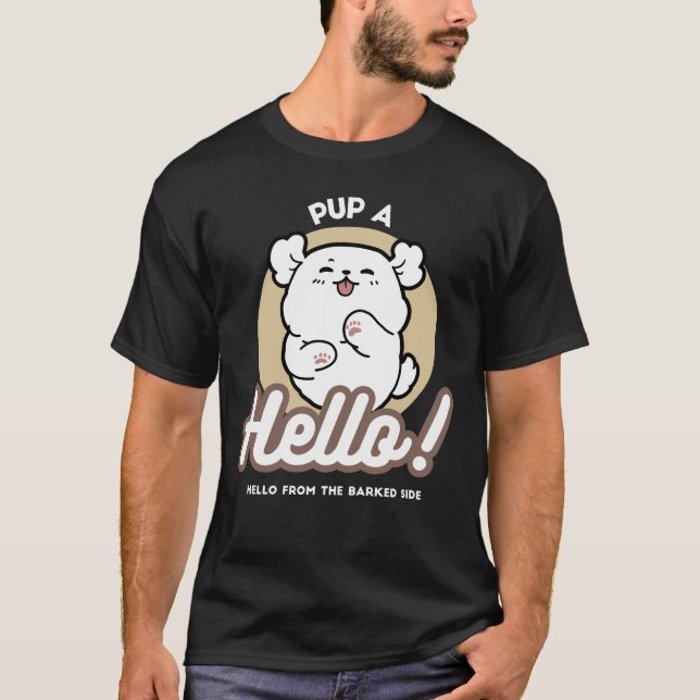 Camiseta Hola desde el lado de la correa - Diseño de perro  (Anverso)