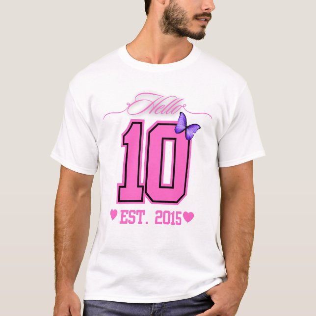 Camiseta Hola Diez Dígitos Cute Coquette 10 Chica de cumple (Anverso)