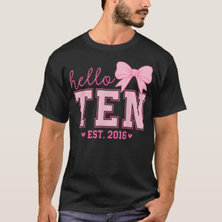 Camiseta Hola Diez Est 2016 Coqueta Lazo Cumpleaños 10