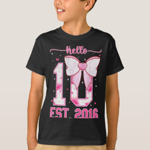 Camiseta Hola diez est 2016 décima cumpleaños niña coqueta 