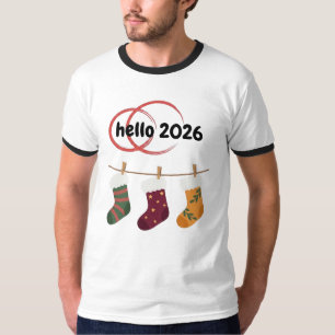 Camiseta hola diseño de año nuevo 2026 arte estacional acog