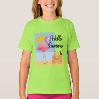 Hola diseño de flamenco rosado de verano - Chica b