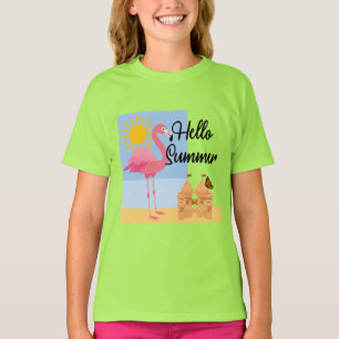 Camiseta Hola diseño de flamenco rosado de verano - Chica b