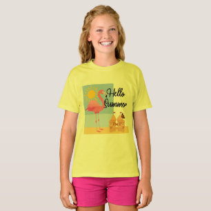 Camiseta Hola diseño de flamenco rosado de verano - Chica b