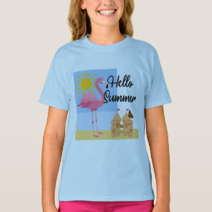 Camiseta Hola diseño de flamenco rosado de verano - Chica b