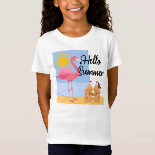 Camiseta Hola diseño de flamenco rosado de verano - Chica J
