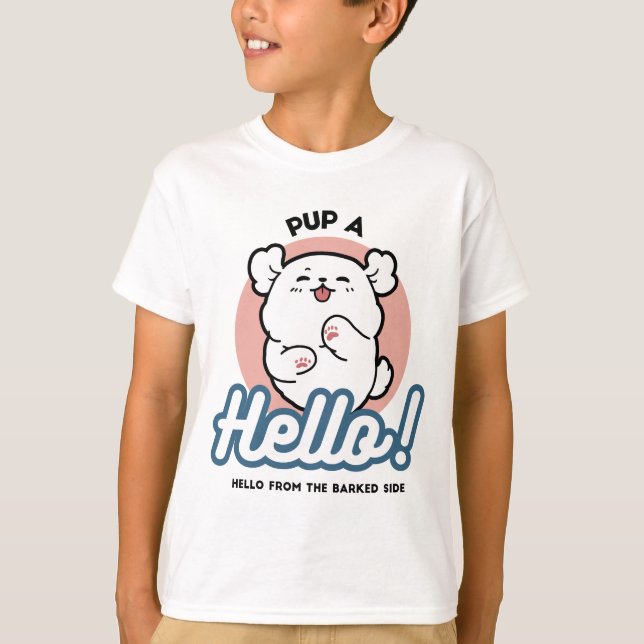 Camiseta ¡Hola! - Diseño feliz de Personalizados de perros  (Anverso)