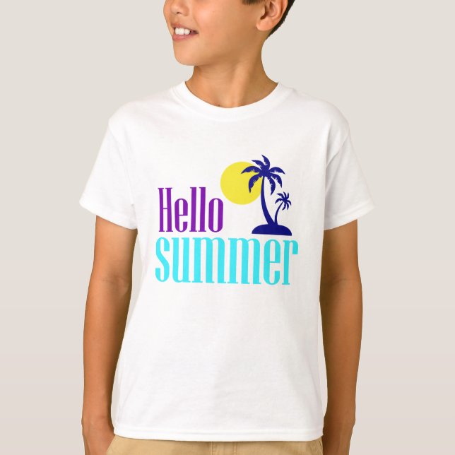Camiseta Hola diseño tropical de verano (Anverso)